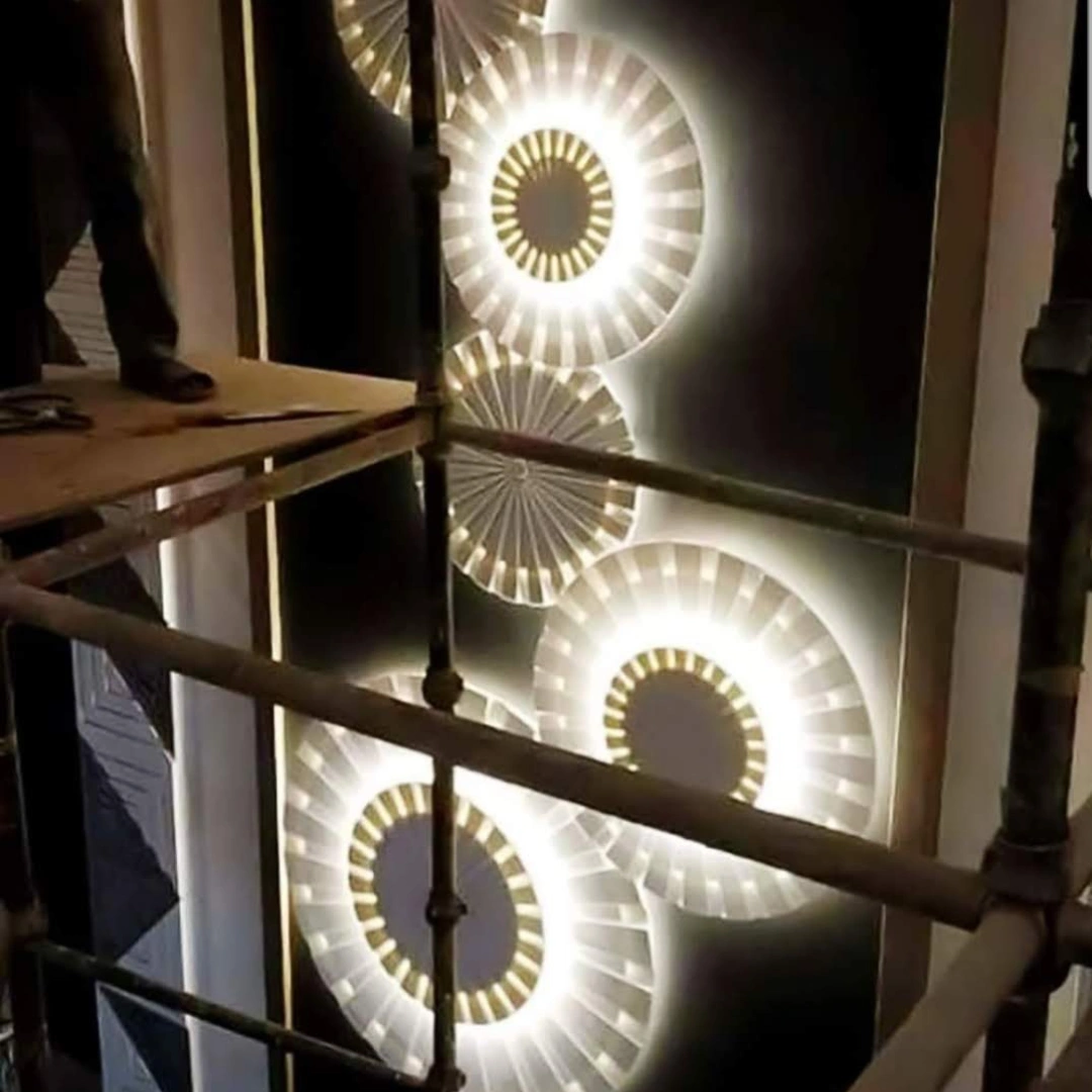 Disc Cluster Wall Light Panels - Corian Wall Panel by OM ART and CRAFT