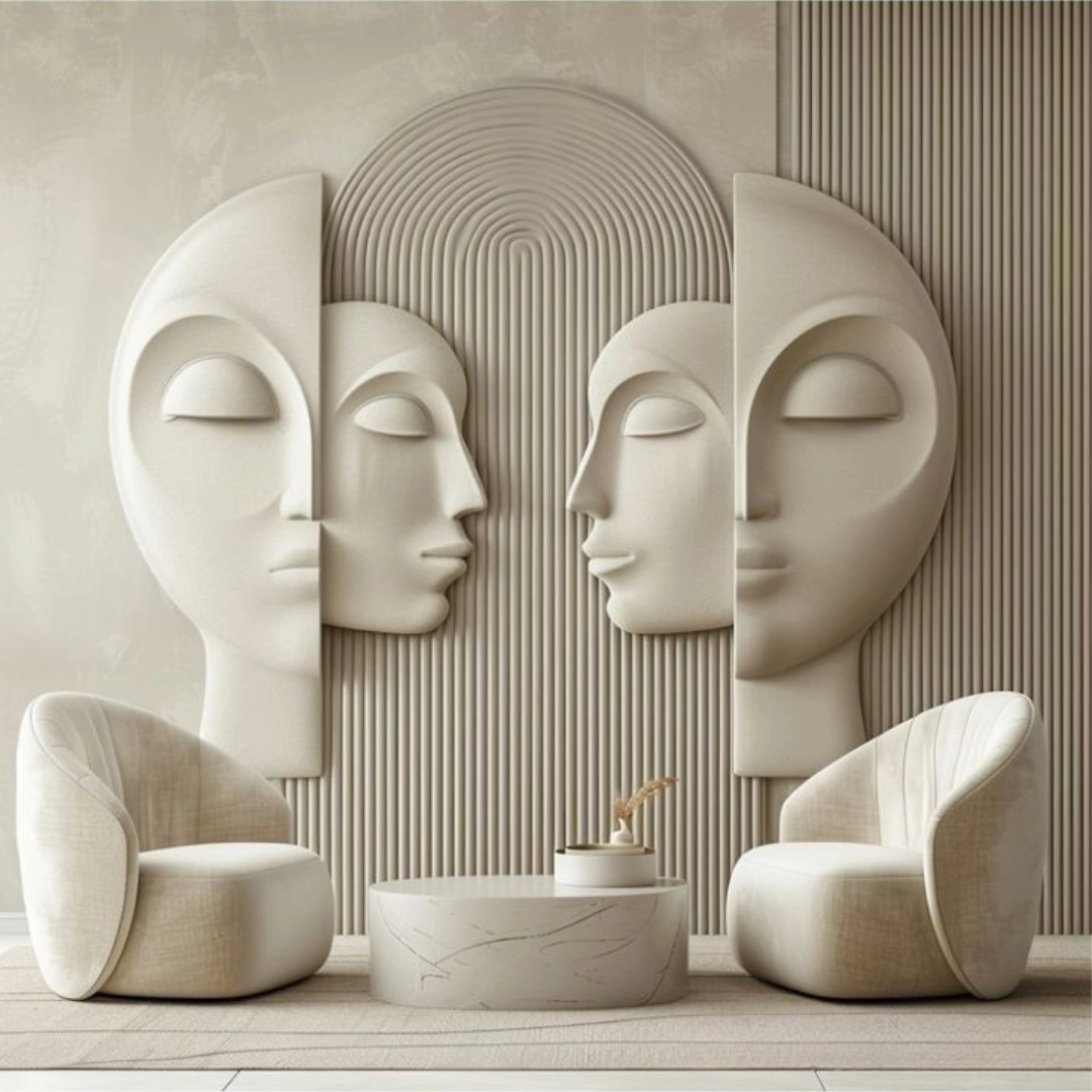 3D Face Carving Wooden Panel - Wooden Wall Panel by OM ART and CRAFT