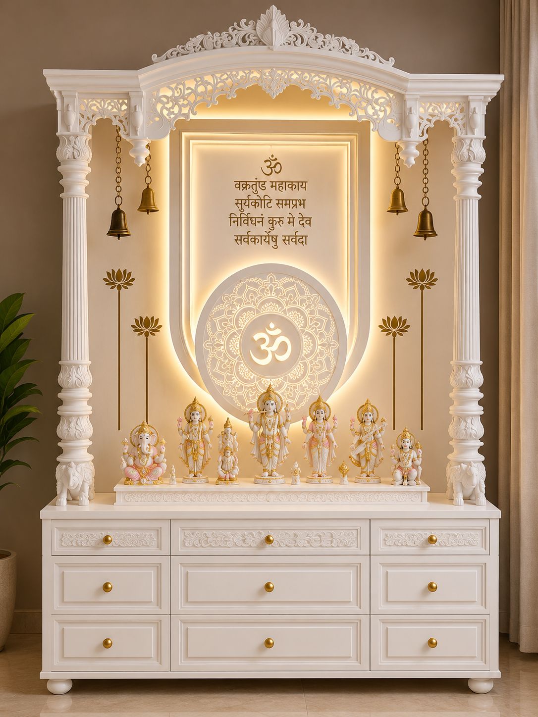 Luxury Corian Ram Darbar Mandir - Corian Temple by OM ART and CRAFT