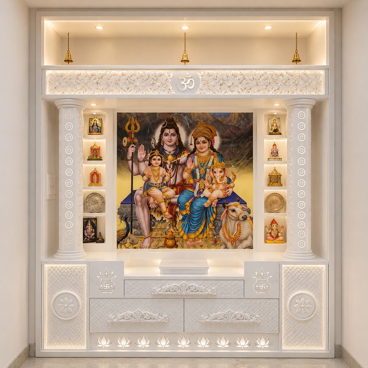Luxury Corian Shiv Parivar Mandir - Corian Temple by OM ART and CRAFT