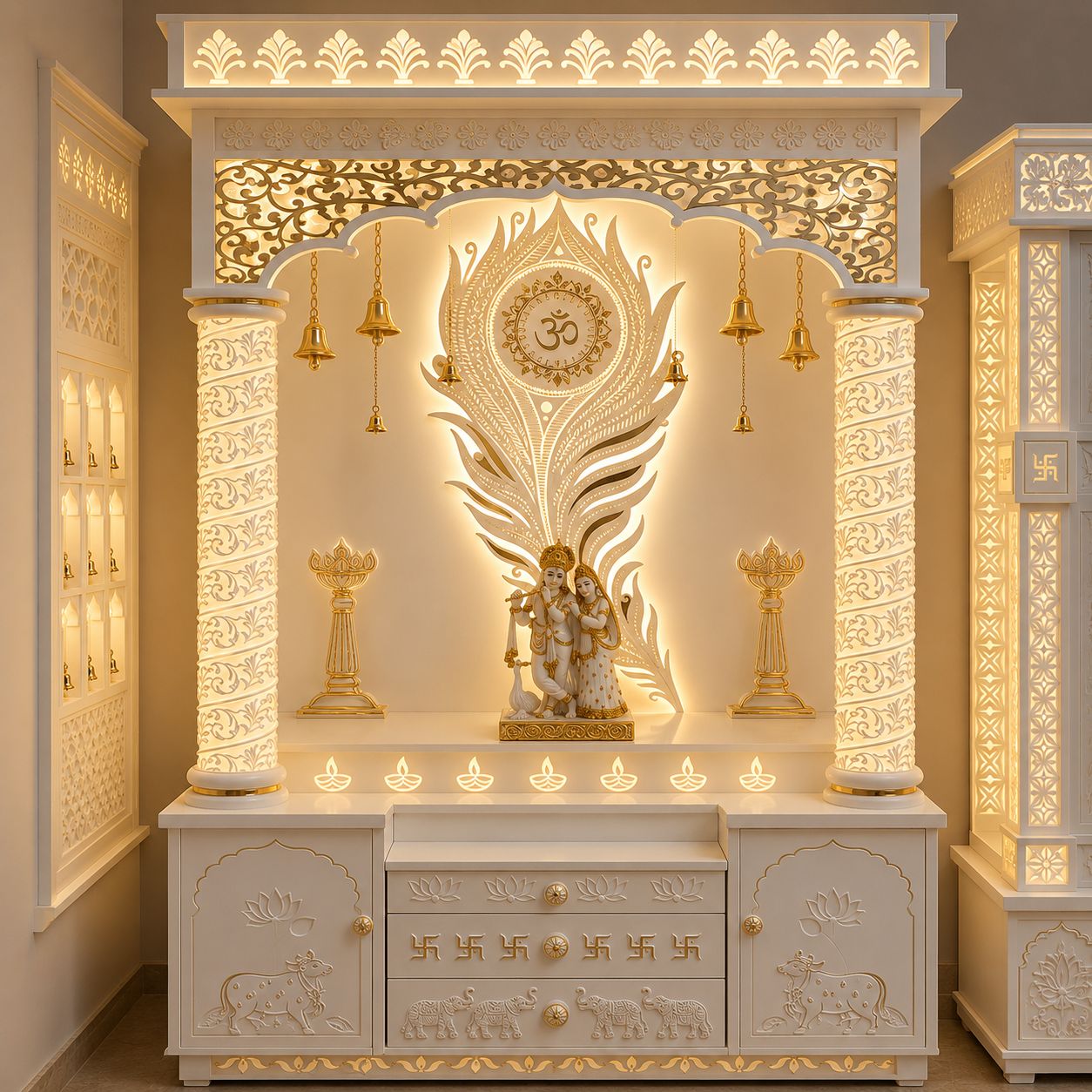 Luxury Marble Radha Krishna Mandir - Marble Temple by OM ART and CRAFT