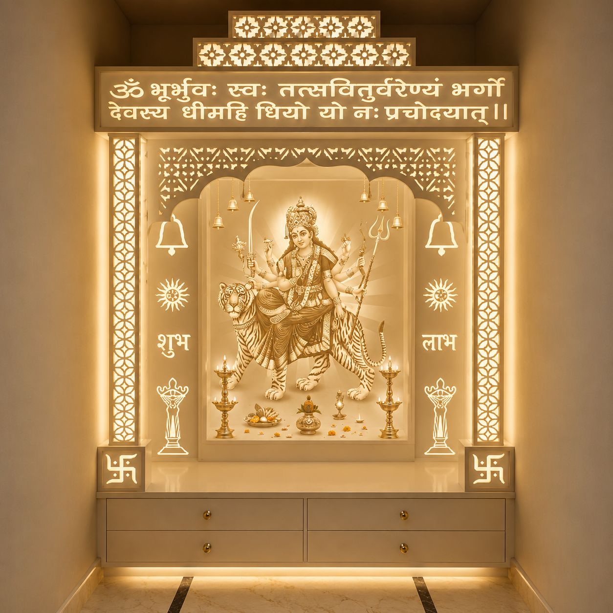Mata Rani Home Temple - Marble Temple by OM ART and CRAFT
