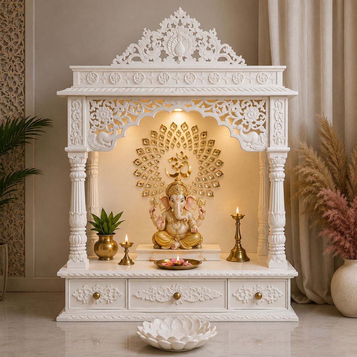 Luxury Marble Ganesh Mandir - Marble Temple by OM ART and CRAFT