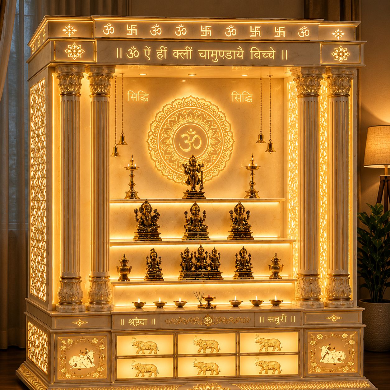 Luxury Marble Multi Deity Mandir - Marble Temple by OM ART and CRAFT