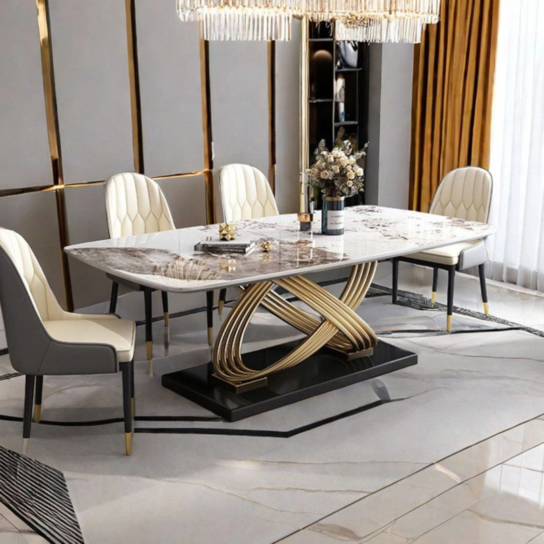 Gold Finish Marble Table