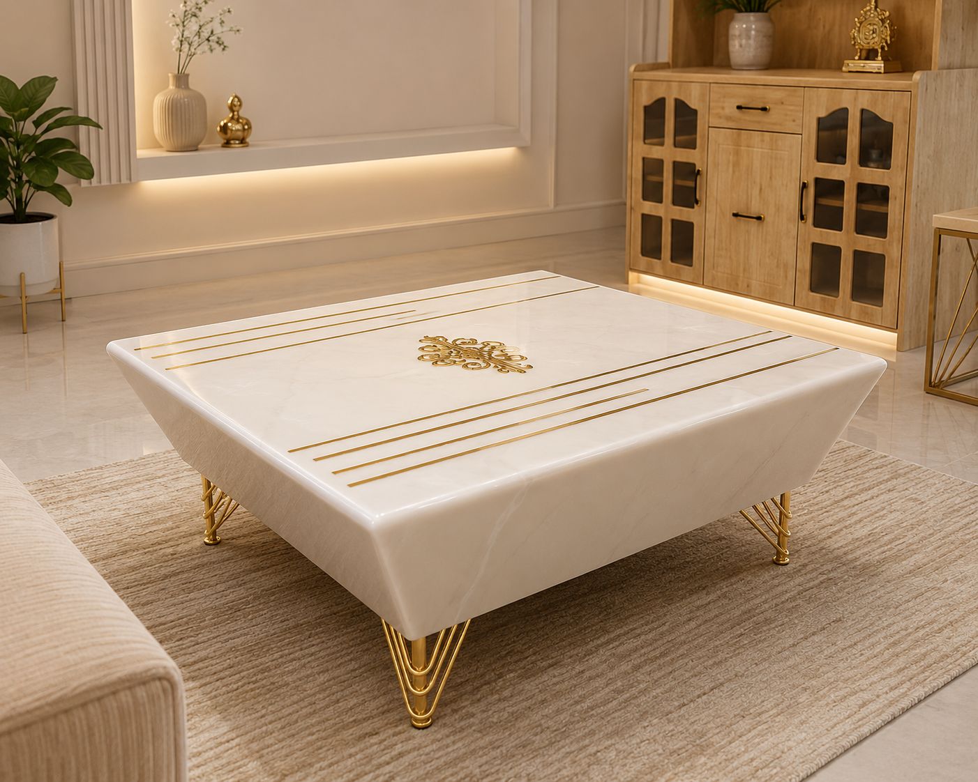 Onyx Marble Centre Table With Inlye