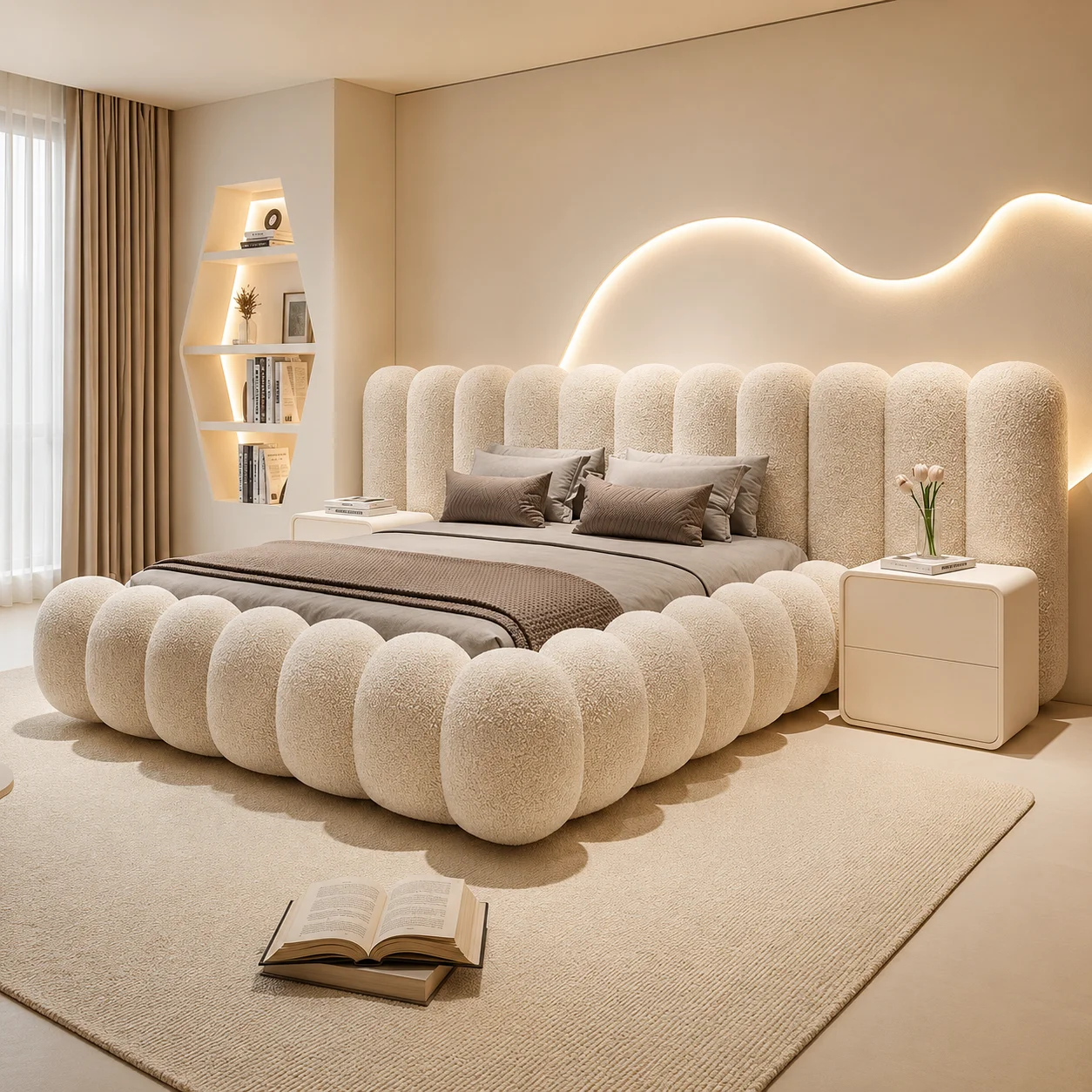 Luxury Bouclé Bubble King Size Bed