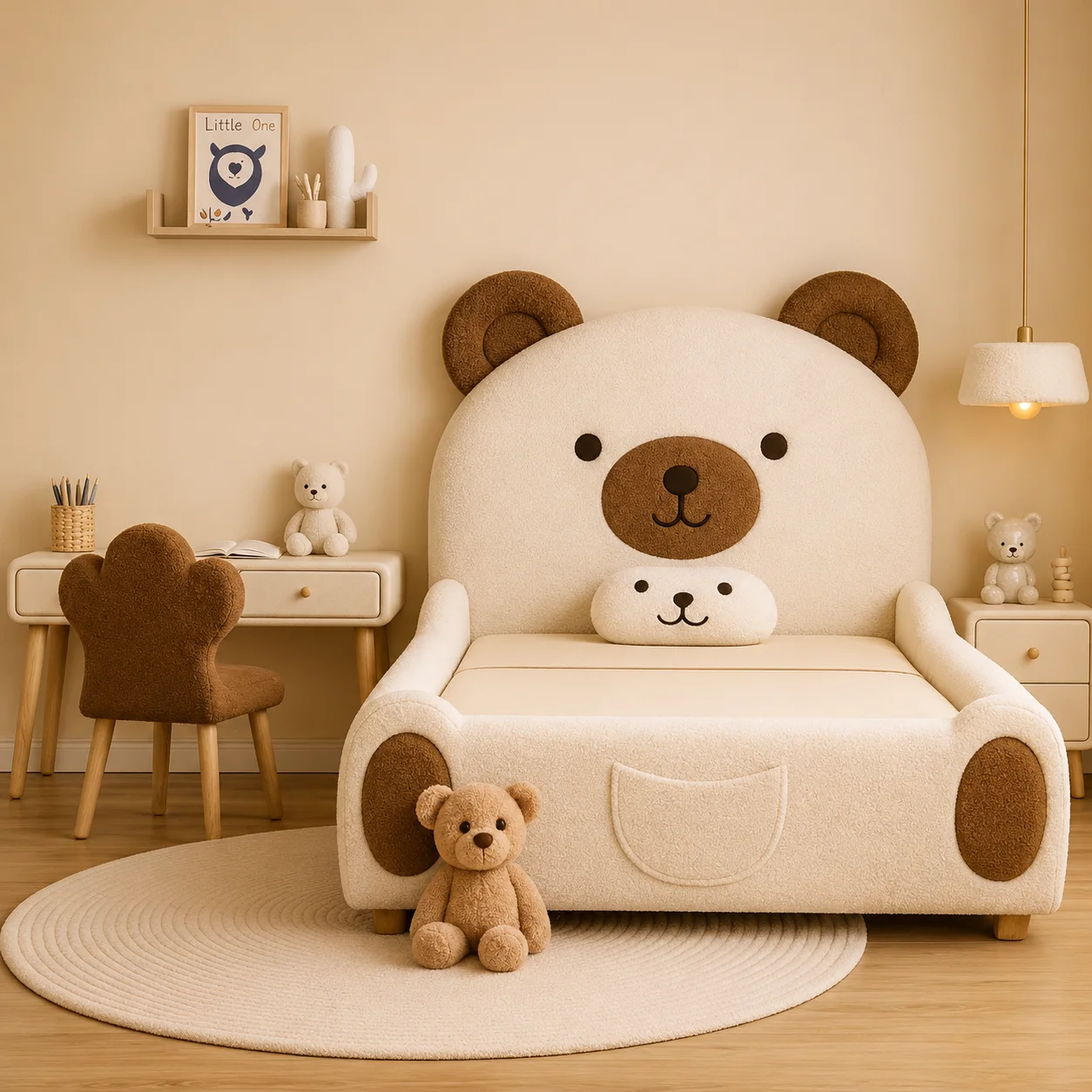 Teddy Bear Upholstered Kids Single Bed