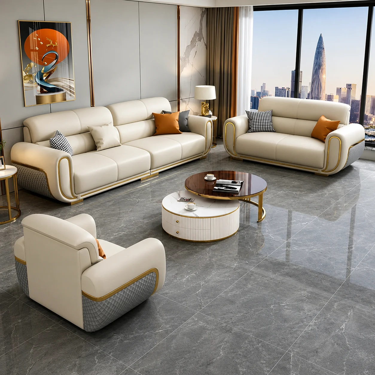 Luxury Modern 3+2+1 Seater Sofa Set