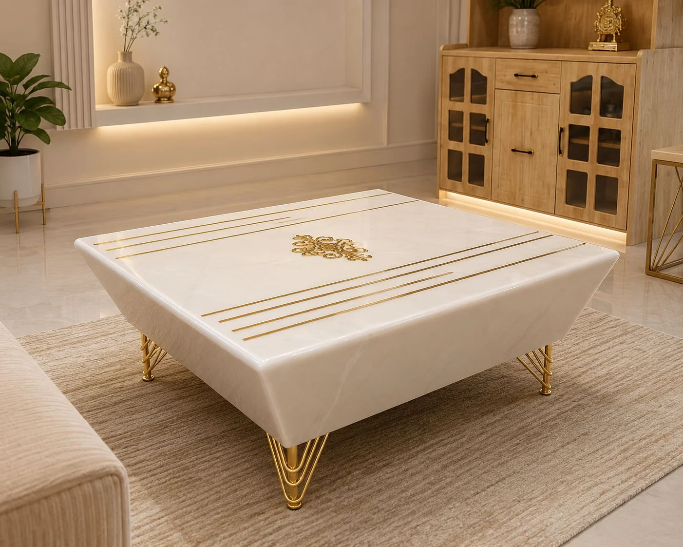 Onyx Marble Centre Table With Inlye