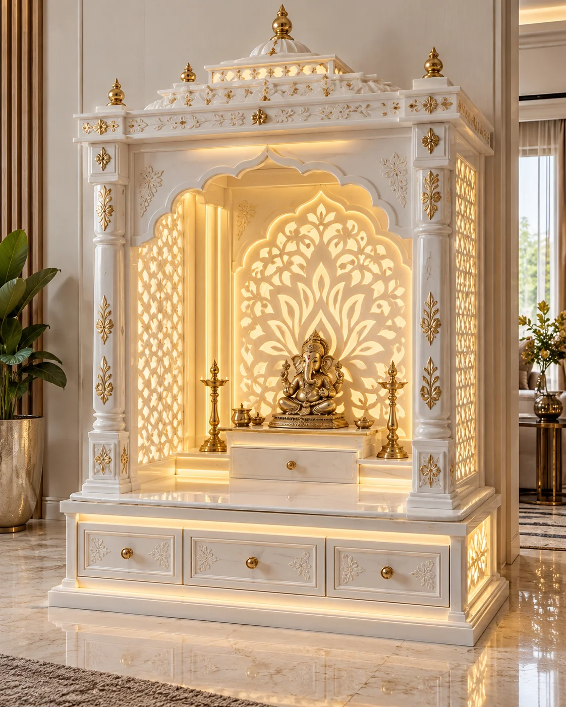 Backlit Corian Temple