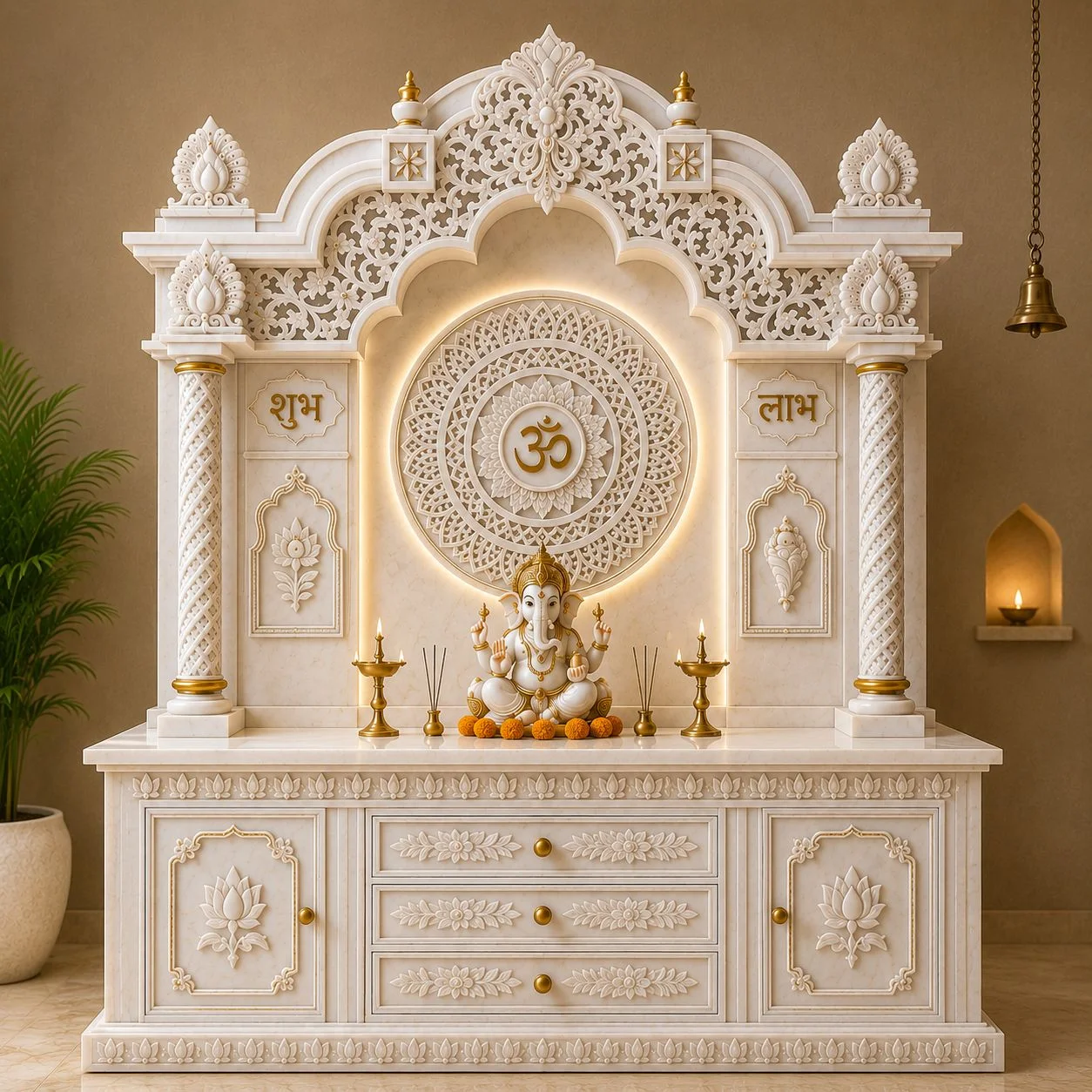 Marble Temple with CNC Jaali Manufacturers