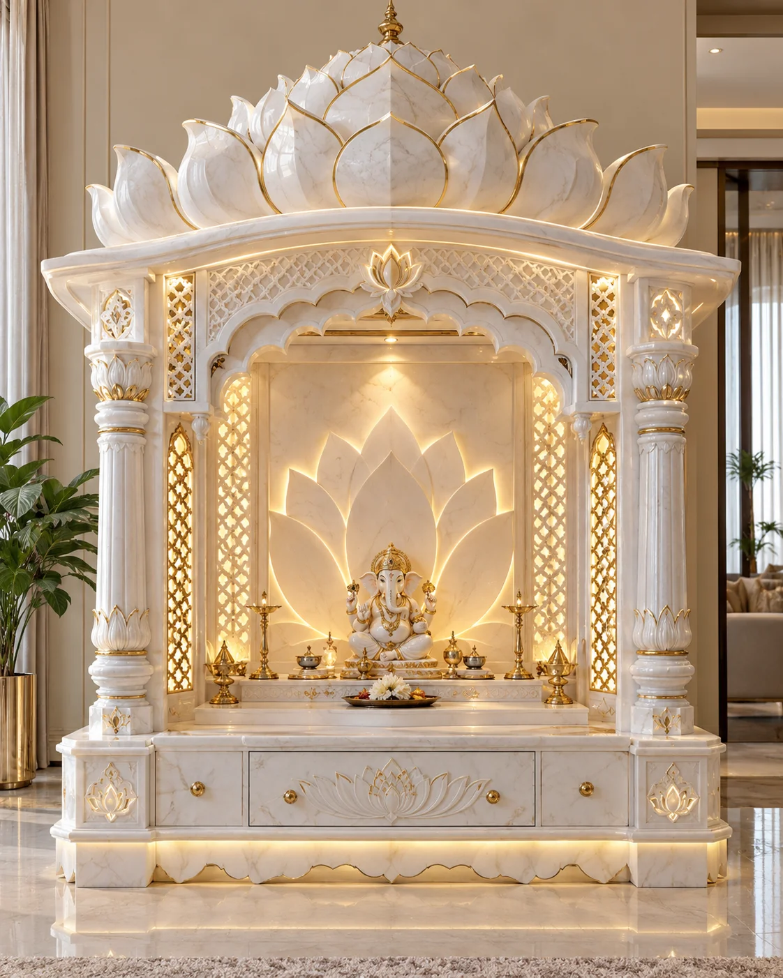 Exclusive Lotus Marble Mandir Manufacturers